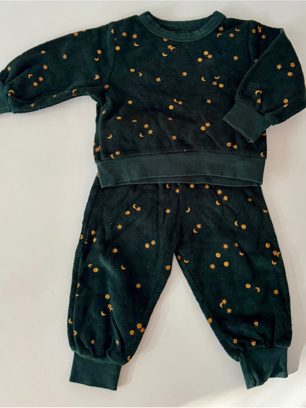 SET | Dark Green Star & Moon Kids Two-Piece Lounge Set
